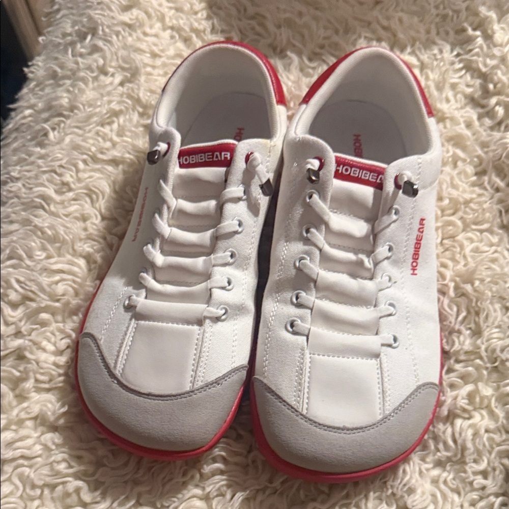 Hobibear Women’s White & Red Casual Flats
